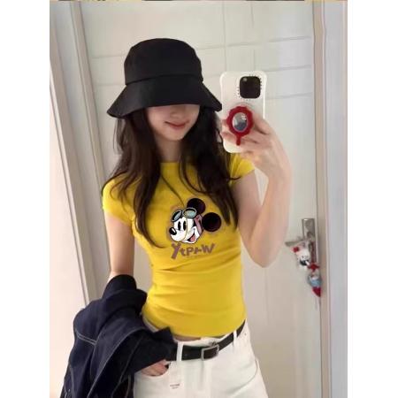 BY10572# 纯棉常规款正肩短袖高弹力新款夏季修身显瘦洋气上衣 服裝批發女裝批發服飾貨源