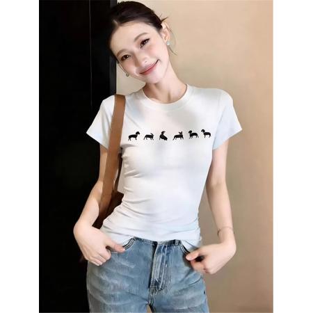 BY10575# 纯棉常规款正肩短袖高弹力新款夏季修身显瘦洋气上衣 服裝批發女裝批發服飾貨源