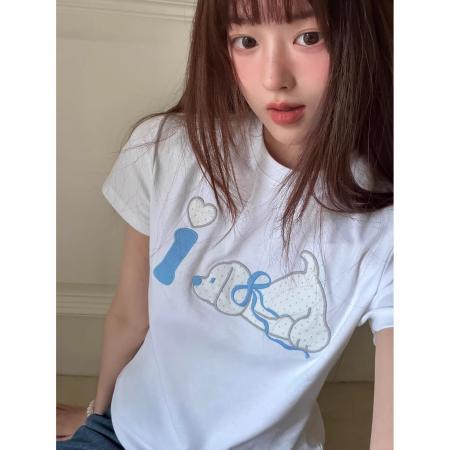 BY10580# 纯棉常规款正肩短袖高弹力新款夏季修身显瘦洋气上衣 服裝批發女裝批發服飾貨源