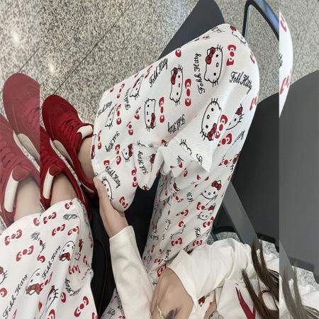 BY10584# 修身小个子印花直筒牛仔裤女秋季新款街头胖mm宽松显瘦阔腿拖地裤 服裝批發女裝批發服飾貨源