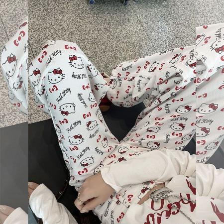 BY10584# 修身小个子印花直筒牛仔裤女秋季新款街头胖mm宽松显瘦阔腿拖地裤 服裝批發女裝批發服飾貨源