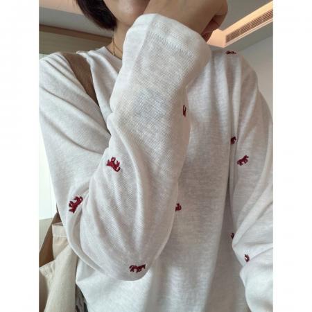 BY10601# 早春季韩版宽松显瘦百搭刺绣白色洋气套头长袖T恤衫女 服裝批發女裝批發服飾貨源