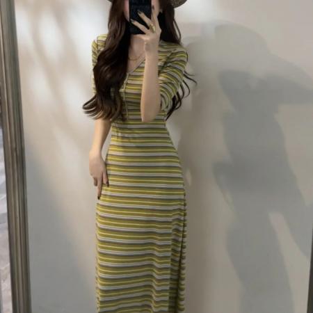 BY10602# 春夏新款显瘦V领印花长款度假风吊带裙时尚百搭显瘦连衣裙 服裝批發女裝批發服飾貨源