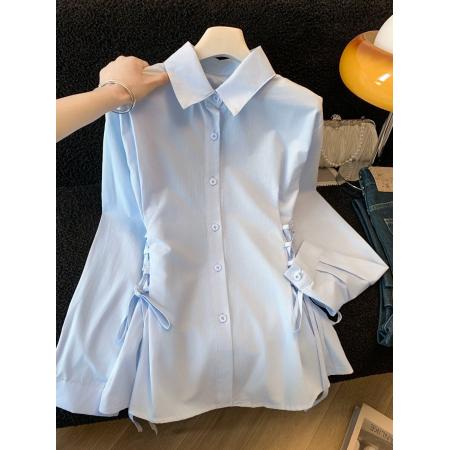 BY10603# 法式复古收腰...