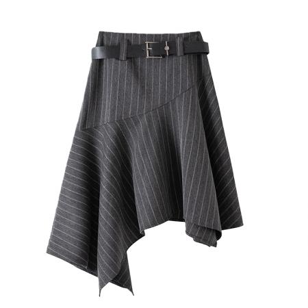 BY10607# 不规则半身裙女中长款新款春季高腰a字条纹半裙显瘦长裙子 服裝批發女裝批發服飾貨源