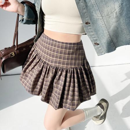 BY10608# 百褶花苞裙半身裙女秋新款蓬蓬裙短裙高腰A字裙半裙裙子 服裝批發女裝批發服飾貨源