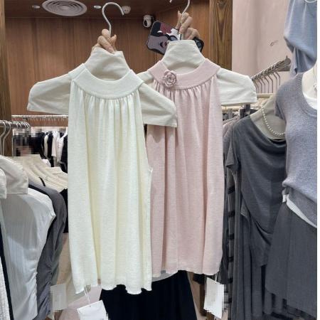 BY10610# 气质高级感无袖挂脖吊带针织背心女夏季设计小众宽松休闲外 服裝批發女裝批發服飾貨源