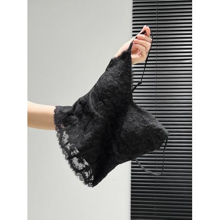 BY10612# 纯欲风新年红色蕾丝吊带背心带胸垫春夏季性感一体美背内 服裝批發女裝批發服飾貨源