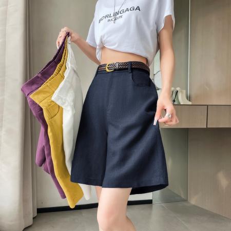 BY10630# 夏季新款天丝亚麻五分裤A字阔腿高腰棉麻薄款短裤女 服裝批發女裝批發服飾貨源