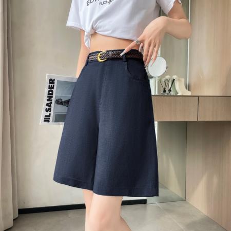 BY10630# 夏季新款天丝亚麻五分裤A字阔腿高腰棉麻薄款短裤女 服裝批發女裝批發服飾貨源