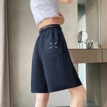 BY10630# 夏季新款天丝亚麻五分裤A字阔腿高腰棉麻薄款短裤女 服裝批發女裝批發服飾貨源