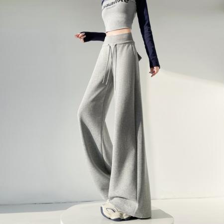 BY10633# 春夏新款高腰阔腿卫裤直筒休闲拖地裤运动休闲裤女 服裝批發女裝批發服飾貨源