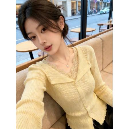 BY10644# v领蕾丝打底衫新款春今年流行叠穿内搭设计感上衣轻奢高级感 服裝批發女裝批發服飾貨源