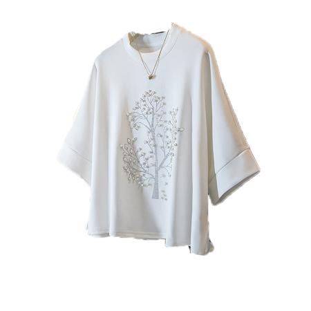 BY10652# 大码女装春季新款韩版胖MM高级感潮流钉珠设计感显瘦修身上衣 服裝批發女裝批發服飾貨源