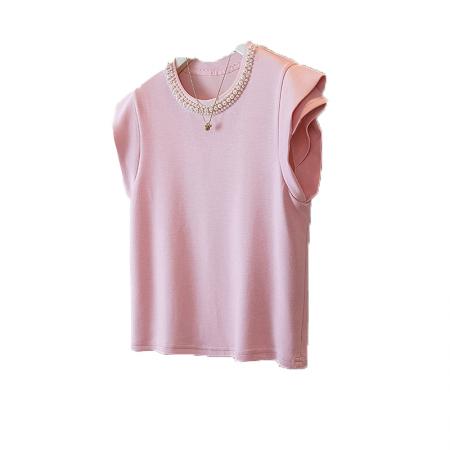 BY10653# 大码女装春季新款韩版胖MM高级感潮流钉珠设计感显瘦修身上衣 服裝批發女裝批發服飾貨源