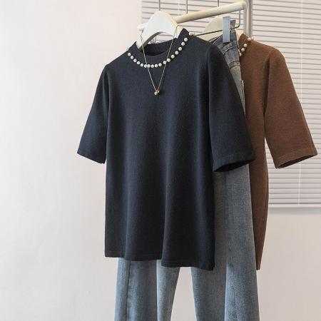 BY10654# 大码女装新款韩版高级潮流钉珠设计感显瘦修身针织上衣 服裝批發女裝批發服飾貨源