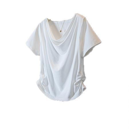 BY10655# 大码女装胖MM新款韩版高级感潮流浪荡领设计感显瘦修身上衣 服裝批發女裝批發服飾貨源