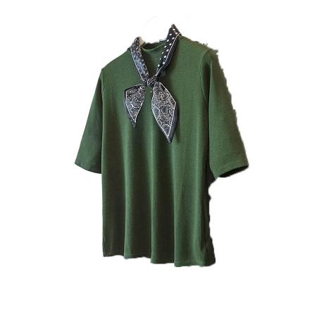 BY10656# 大码女装新款韩版高级潮流丝巾设计高级感时尚显瘦修身上衣 服裝批發女裝批發服飾貨源