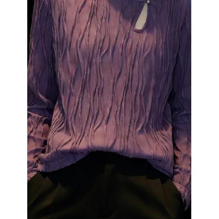 BY10662# 长袖衬衫女春季新款韩版宽松斜领钉珠上衣设计感套头显瘦衬衣 服裝批發女裝批發服飾貨源