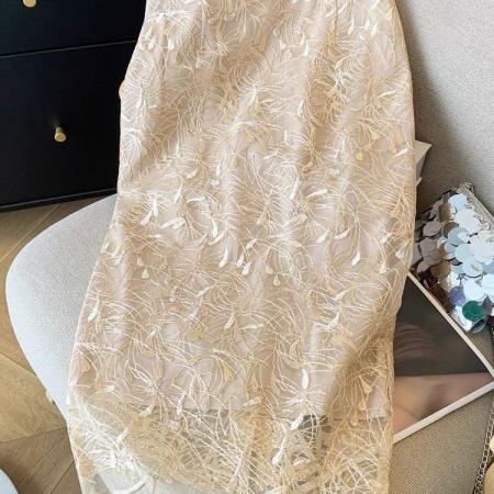 BY10664# 高档蕾丝半身裙高腰立体绣花上档次高端气质复古一步裙包臀裙 服裝批發女裝批發服飾貨源