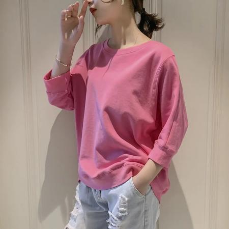 BY10668# T恤女装新款韩版宽松百搭春夏季七分中袖内搭打底上衣潮秋冬 服裝批發女裝批發服飾貨源