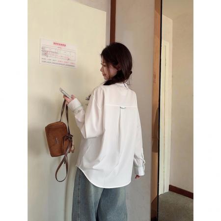BY10675# 学院风撞色领带长袖白衬衫女春季新款别致设计感叠穿上衣 服裝批發女裝批發服飾貨源