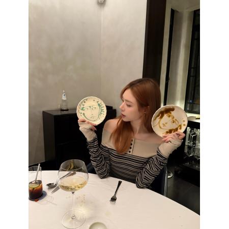 BY10682# DailyDash时髦留子莱赛尔一字肩撞色条纹长袖T恤上衣 服裝批發女裝批發服飾貨源