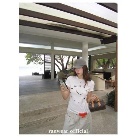 BY10683# 私服t'百搭圆领休闲字母印花修身显身材短款短袖T恤 服裝批發女裝批發服飾貨源