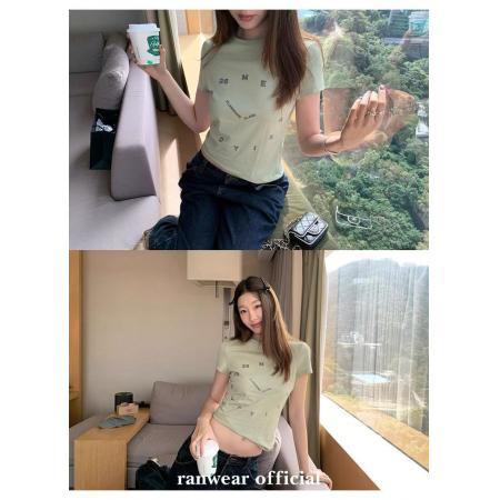 BY10683# 私服t'百搭圆领休闲字母印花修身显身材短款短袖T恤 服裝批發女裝批發服飾貨源