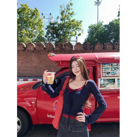 BY10684# 新智性温柔/肌理坑条针织真两件套自带胸垫 服裝批發女裝批發服飾貨源