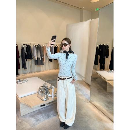 BY10685# 13C奶呼呼妮味时髦亨利领纯棉碎花长袖T恤打底衫修身内搭女 服裝批發女裝批發服飾貨源