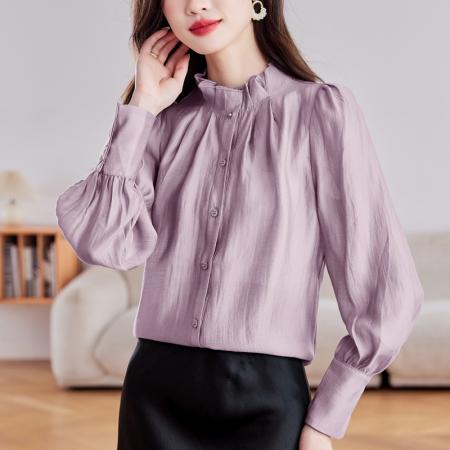 BY10710# 早春设计感长袖法式气质独特洋气立领时尚棉麻小衫 服裝批發女裝批發服飾貨源