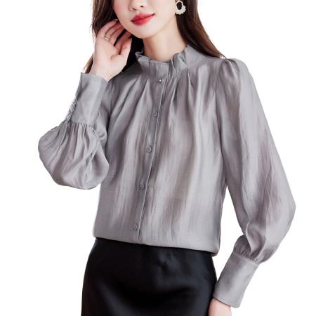BY10710# 早春设计感长袖法式气质独特洋气立领时尚棉麻小衫 服裝批發女裝批發服飾貨源