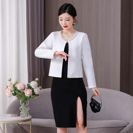 BY10712# 小香风外套披肩百搭时尚重工订珠M-4XL 服裝批發女裝批發服飾貨源