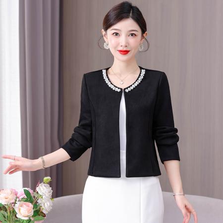 BY10712# 小香风外套披肩百搭时尚重工订珠M-4XL 服裝批發女裝批發服飾貨源