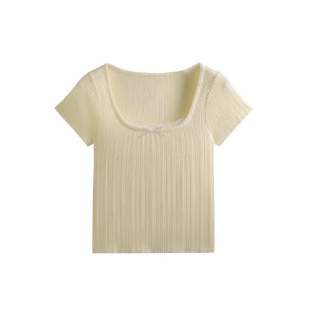 BY10717# 独特别致绝美蕾丝拼接修身短袖T恤女夏季新款超好看辣妹上衣 服裝批發女裝批發服飾貨源