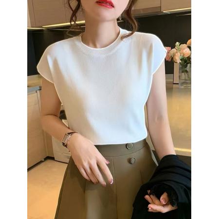 BY10721# 新款冰丝针织衫女夏季薄款落肩袖宽松显瘦圆领短袖打底上衣 服裝批發女裝批發服飾貨源