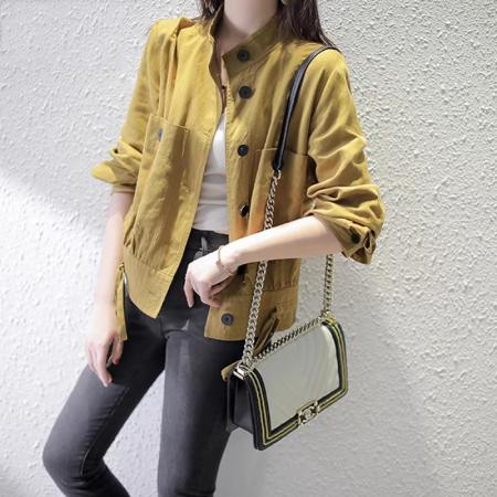 BY10725# 新款法式夹克工装修身显瘦上衣秋冬短款立领百搭外套女 服裝批發女裝批發服飾貨源