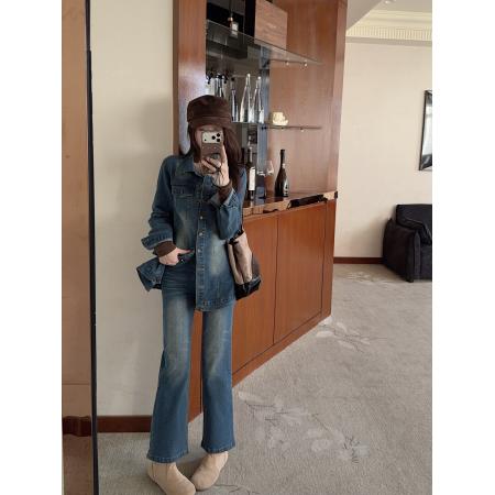 BY10728# 早春一整套超火又酷又飒高级感牛仔外套裤子两件套装 服裝批發女裝批發服飾貨源