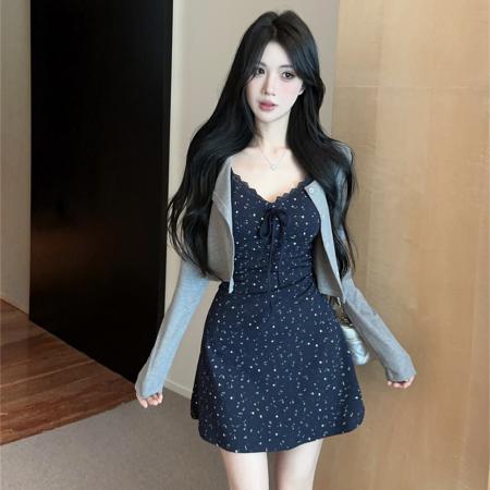 BY10737# 春秋V领拼接...