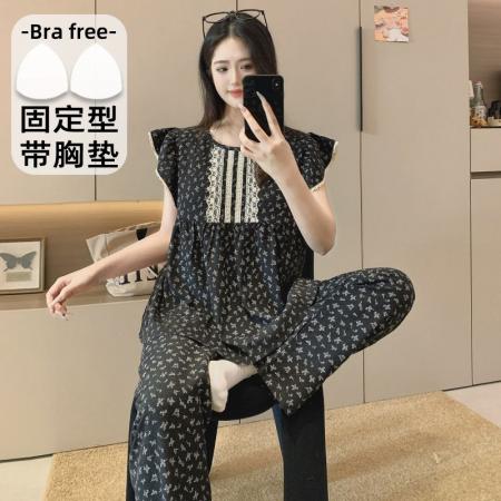 BY10771# 云朵棉睡衣女夏女士圆领短长套甜美可爱少女家居服套装 服裝批發女裝批發服飾貨源