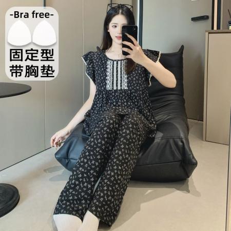 BY10771# 云朵棉睡衣女夏女士圆领短长套甜美可爱少女家居服套装 服裝批發女裝批發服飾貨源