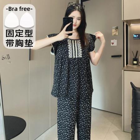 BY10771# 云朵棉睡衣女夏女士圆领短长套甜美可爱少女家居服套装 服裝批發女裝批發服飾貨源