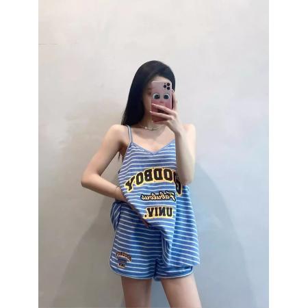 BY10776# 睡衣女春夏季宽松大码可爱女士套装可外穿家居服套装仿棉 服裝批發女裝批發服飾貨源