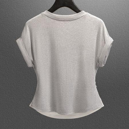 BY10777# 韩版冰丝螺纹夏季新款设计感烫钻拼接时尚减龄显瘦上衣气质 服裝批發女裝批發服飾貨源