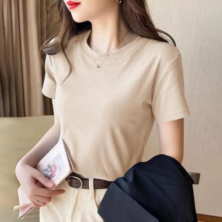BY10778# 韩版大码莫代尔夏季修身显瘦圆领T恤女百搭黑色打底衫女短袖上衣 服裝批發女裝批發服飾貨源