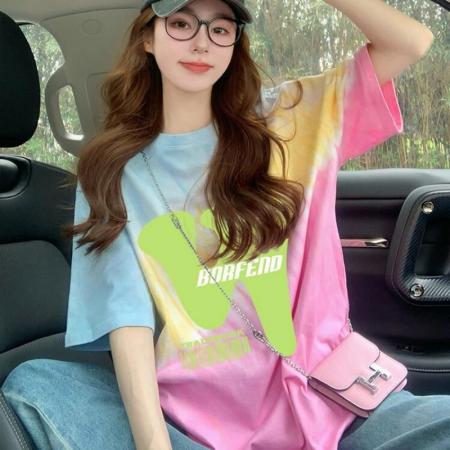 BY10781# 纯棉/后包领宽松短袖t恤女原宿风中长款减龄显瘦上衣ins 服裝批發女裝批發服飾貨源