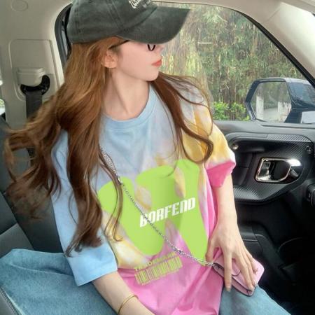 BY10781# 纯棉/后包领宽松短袖t恤女原宿风中长款减龄显瘦上衣ins 服裝批發女裝批發服飾貨源