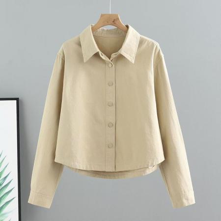 BY10784# 韩版短款外套春秋女装新款韩版宽松百搭长袖工装衬衫夹克洋气上衣 服裝批發女裝批發服飾貨源