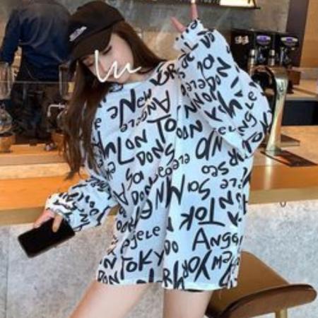 BY10790# 韩版大码慵懒中长款宽松长袖T恤新款女春秋薄款上衣 服裝批發女裝批發服飾貨源